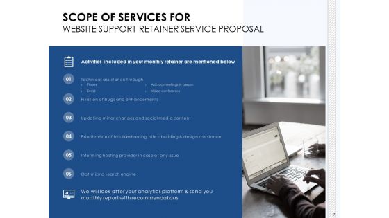 Website Support Retainer Service Proposal Ppt PowerPoint Presentation Complete Deck With Slides