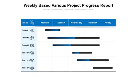 Weekly Based Various Project Progress Report Ppt PowerPoint Presentation Gallery Introduction PDF Weekly Based Various Project Progress Report Ppt PowerPoint Presentation Gallery Introduction PDF