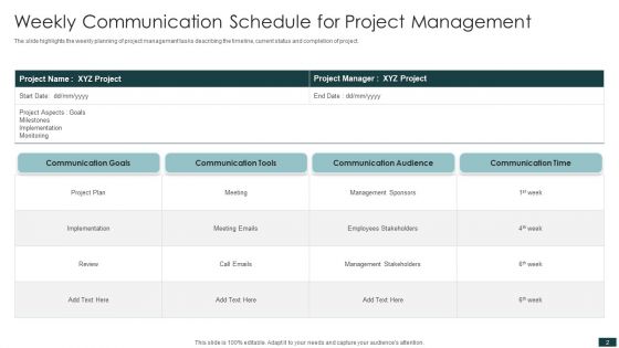 Weekly Project Schedule Ppt PowerPoint Presentation Complete With Slides