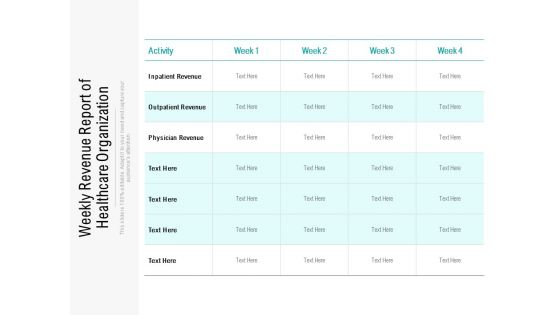 Weekly Revenue Report Of Healthcare Organization Ppt PowerPoint Presentation Layouts Brochure