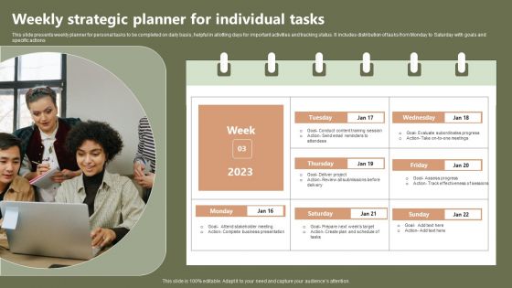 Weekly Strategic Planner For Individual Tasks Formats PDF Weekly Strategic Planner For Individual Tasks Formats PDF