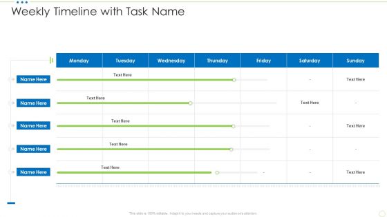 Weekly Timeline With Task Name Food Security Excellence Ppt Ideas Professional PDF