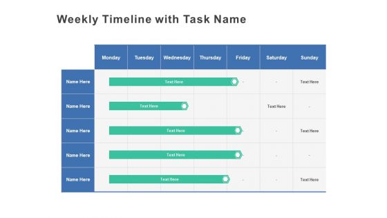 Weekly Timeline With Task Name Ppt PowerPoint Presentation Gallery Information