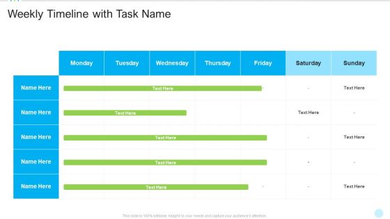 Weekly Timeline With Task Name Slides PDF