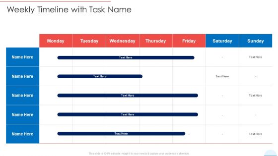 Weekly Timeline With Task Name Template PDF
