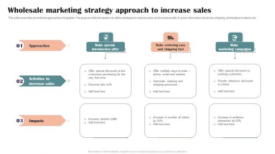 Wholesale Marketing Strategy Approach To Increase Sales Elements PDF