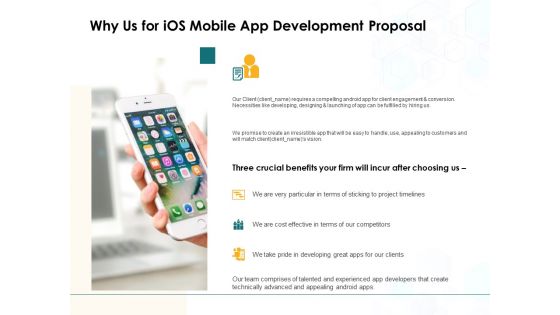 Why Us For IOS Mobile App Development Proposal Ppt PowerPoint Presentation Show Demonstration