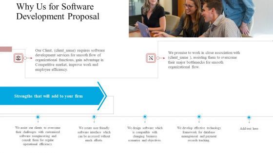 Why Us For Software Development Proposal Ppt Professional Layouts PDF