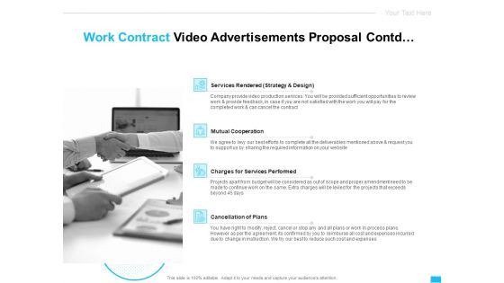 Work Contract Video Advertisements Proposal Contd Ppt Ideas Gallery PDF