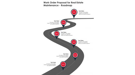 Work Order Proposal For Real Estate Maintenance Roadmap One Pager Sample Example Document Work Order Proposal For Real Estate Maintenance Roadmap One Pager Sample Example Document