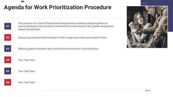 Work Prioritization Procedure Agenda For Work Prioritization Procedure Clipart PDF