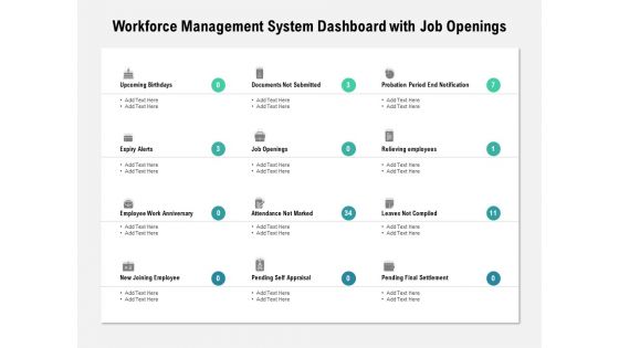 Workforce Management System Dashboard With Job Openings Ppt PowerPoint Presentation Styles Graphics PDF