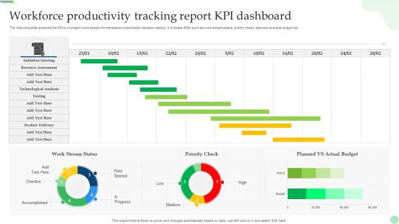 Workforce Productivity Tracking Report Kpi Dashboard Icons PDF