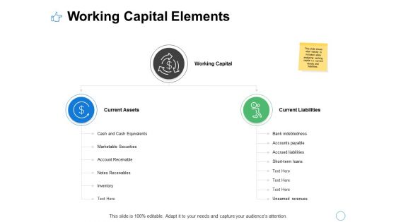 Working Capital Elements Ppt PowerPoint Presentation Infographics Background