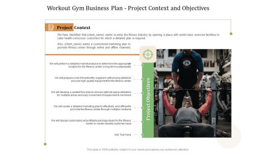 Workout Gym Business Plan Project Context And Objectives Ppt Professional Display PDF