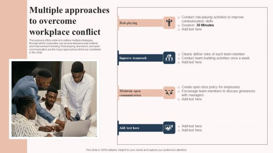 Workplace Conflict Resolution Technqiues Multiple Approaches To Overcome Themes PDF