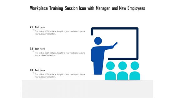 Workplace Training Session Icon With Manager And New Employees Ppt PowerPoint Presentation Slides Influencers PDF