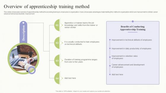 Workplace Training Techniques For Departments And Individual Staff Overview Of Apprenticeship Training Elements PDF