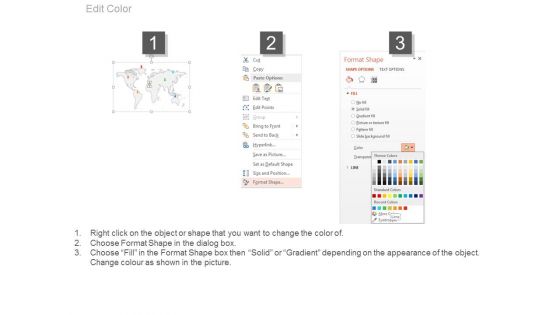 World Map With Different Locations Pins Powerpoint Slides