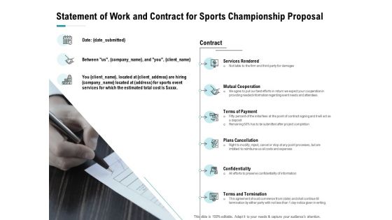 Worldwide Tournament Statement Of Work And Contract For Sports Championship Proposal Ppt Slides Design Ideas PDF