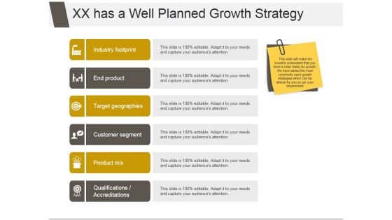 Xx Has A Well Planned Growth Strategy Ppt PowerPoint Presentation Example File Xx Has A Well Planned Growth Strategy Ppt PowerPoint Presentation Example File