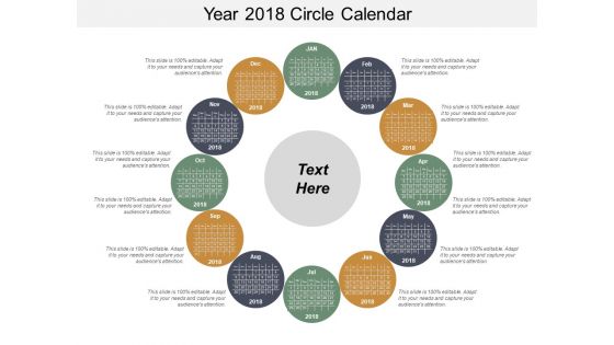 Year 2018 Circle Calendar Ppt Powerpoint Presentation Layouts Graphics