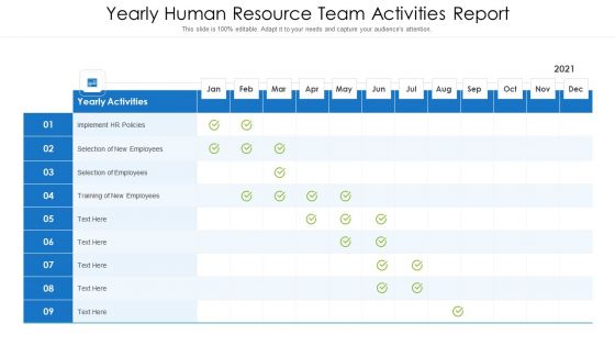 Yearly Human Resource Team Activities Report Ppt PowerPoint Presentation File Example File PDF