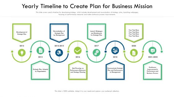 Yearly Timeline To Create Plan For Business Mission Ppt Show Smartart PDF