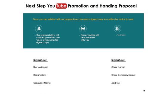 You Tube Promotion And Handing Proposal Ppt PowerPoint Presentation Complete Deck With Slides