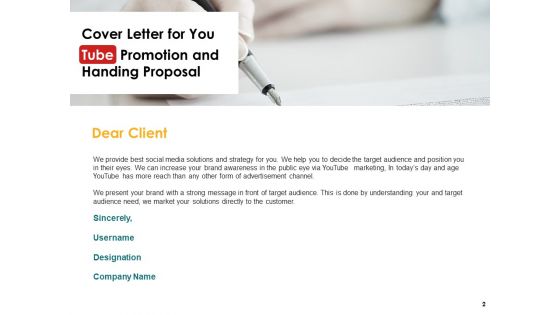 You Tube Promotion And Handing Proposal Ppt PowerPoint Presentation Complete Deck With Slides