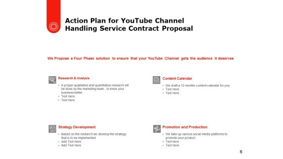 Youtube Channel Handling Service Contract Proposal Ppt PowerPoint Presentation Complete Deck With Slides