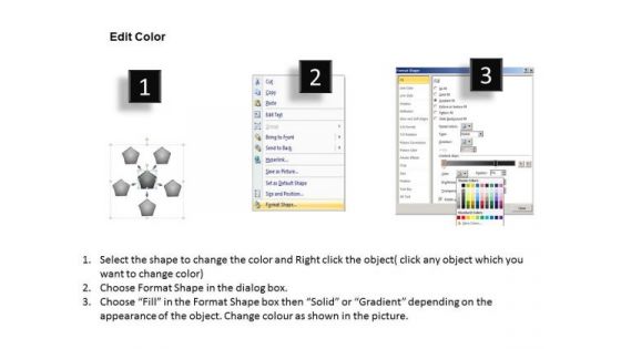 Actions In Flow Diagram 5 Stages Circular Layout Network PowerPoint Templates