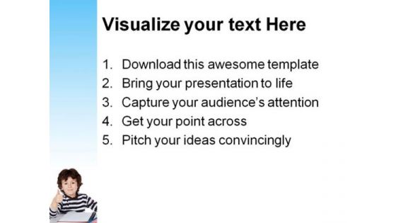 Adorable Boy Studying Education PowerPoint Template 1010