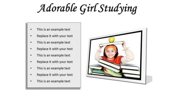 Adorable Girl Studying Education PowerPoint Presentation Slides F