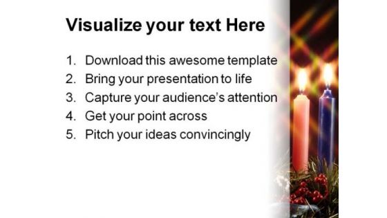 Advent Candles Religion PowerPoint Template 0610