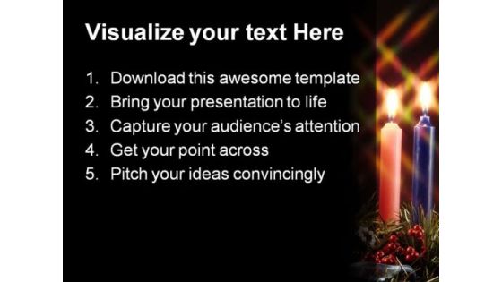 Advent Candles Religion PowerPoint Template 0610