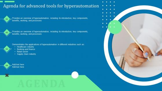 Agenda For Advanced Tools For Hyperautomation Ppt Portfolio Background Pdf
