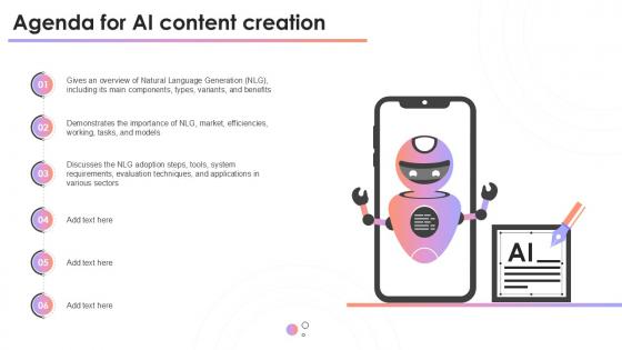 Agenda For AI Content Creation Ppt Presentation