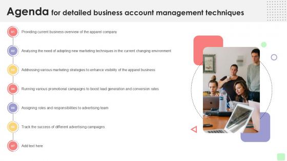 Agenda For Detailed Business Account Management Techniques PPT Sample Strategy SS V