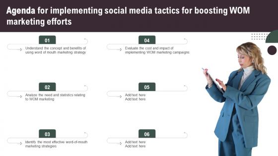 Agenda For Implementing Social Media Tactics For Boosting WOM Marketing Efforts Ideas Pdf