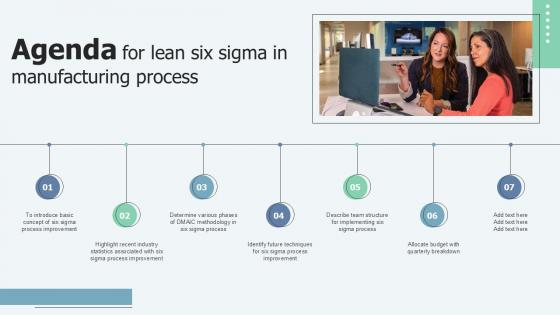 Agenda For Lean Six Sigma In Manufacturing Process Ppt Example