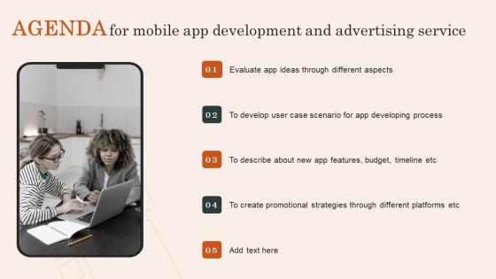 Agenda For Mobile App Development And Advertising Service Template Pdf
