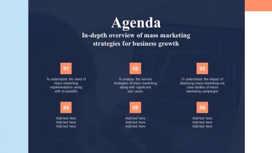 Agenda In Depth Overview Of Mass Marketing Strategies For Business Growth Structure Pdf