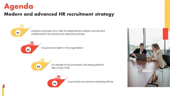 Agenda Modern And Advanced HR Recruitment Strategy Slides Pdf