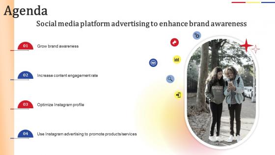 Agenda Social Media Platform Advertising To Enhance Brand Awareness Introduction Pdf
