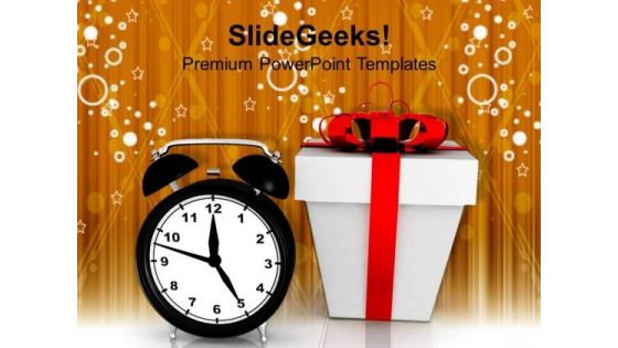 Alarm Clock And Gift Box Christmas Festival PowerPoint Templates And PowerPoint Themes 1112