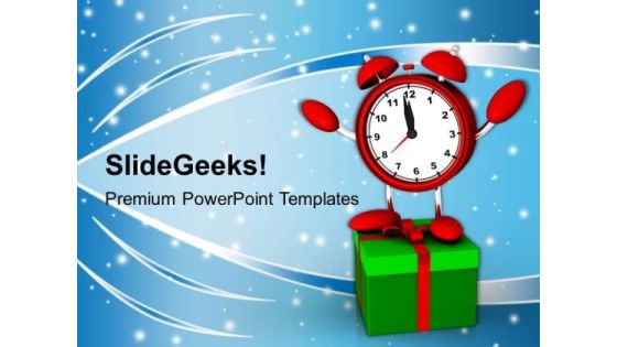 Alarm Clock On Gift Box Festival PowerPoint Templates Ppt Backgrounds For Slides 1212