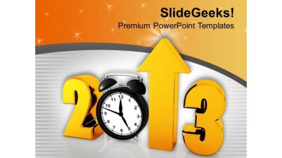 Alarm Clock With New Year 2013 Concept PowerPoint Templates Ppt Backgrounds For Slides 0113