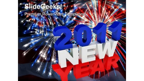 America New Year 2011 Festival PowerPoint Template 1010