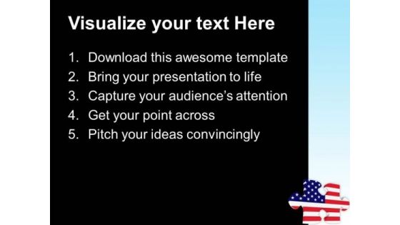 American Flag In Shape Of Puzzle PowerPoint Templates And PowerPoint Themes 1012